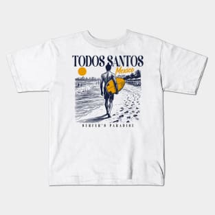 Vintage Surfing Todos Santos, Mexico // Retro Surfer Sketch // Surfer's Paradise Kids T-Shirt